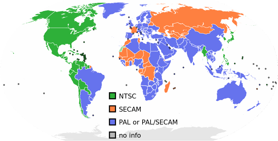 Video signal output by countries